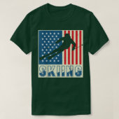 Skiing Skier Ski Cross Country Downhill Snow Ameri Tシャツ (デザイン正面)
