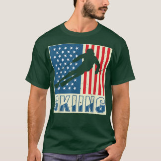 Skiing Skier Ski Cross Country Downhill Snow Ameri Tシャツ