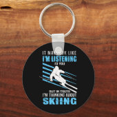 Skiing Skier - Ski Rider - Skiing  キーホルダー (正面)