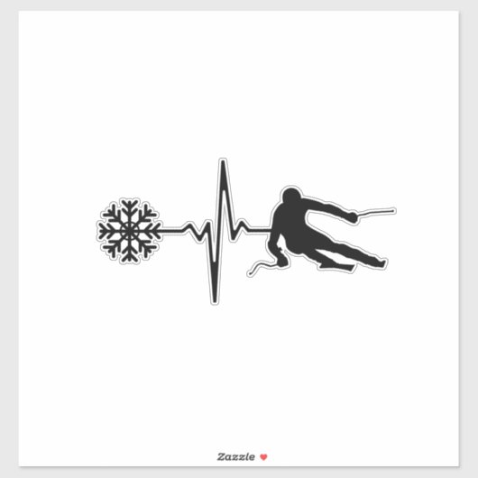 Skiing - Skiing Heartbeat Skier Gift シール (シート)