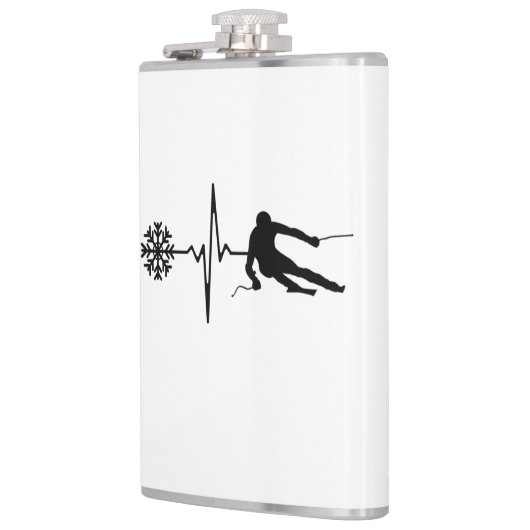 Skiing - Skiing Heartbeat Skier Gift フラスク (左)