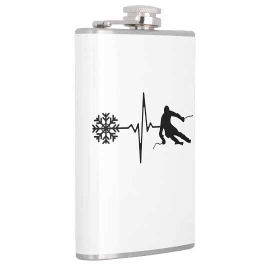 Skiing - Skiing Heartbeat Skier Gift フラスク (右)