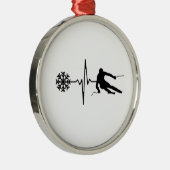 Skiing - Skiing Heartbeat Skier Gift メタルオーナメント (右)