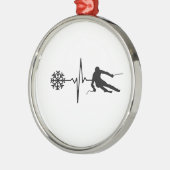 Skiing - Skiing Heartbeat Skier Gift メタルオーナメント (左)