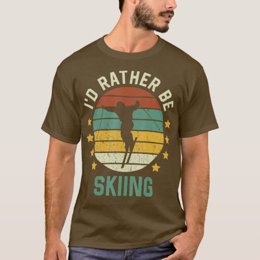Skiing Skiing Lover Id Rather Be Skiing Tシャツ (正面)