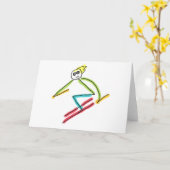 Skiing Stickman カード (黄色い花)
