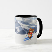 Skiing - Teddy Bear Skier on snow Personalize マグカップ (正面右)