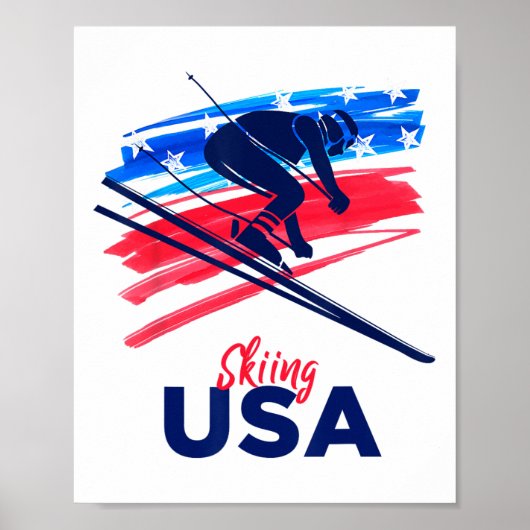 Skiing Usa Support The Team Shirt Usa Flag Skiing  ポスター (正面)
