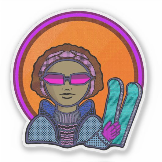 Skiing winter シール (正面)