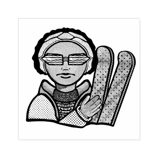 Skiing winter ラバースタンプ (インプリント)