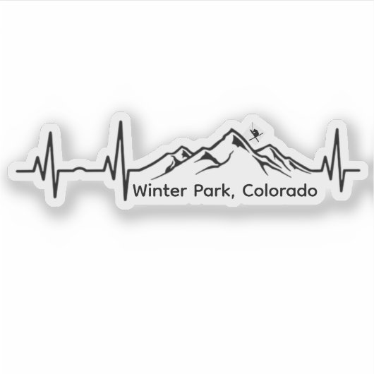 Skiing Winter Park Heartbeat シール (正面)