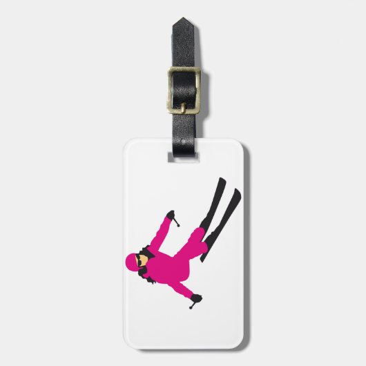 skiing woman ラゲッジタグ (正面縦)
