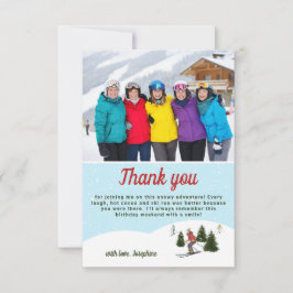 Skiing Women Ski Birthday Getaway Custom Photo サンキューカード