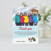 Skiing Women Ski Birthday Getaway Custom Photo サンキューカード (スタンド正面)