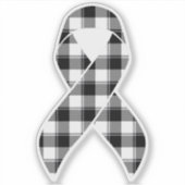 Skin Cancer Awareness Plaid Black Ribbon Sticker シール (正面)