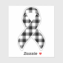 Skin Cancer Awareness Plaid Black Ribbon Sticker