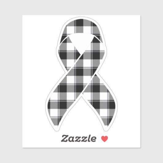 Skin Cancer Awareness Plaid Black Ribbon Sticker シール (シート)