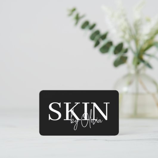 Skin Care QR Code  Black White 名刺 (スタンド正面)