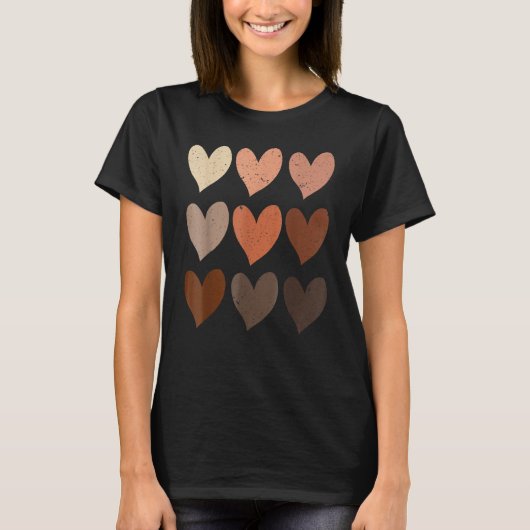 Skin Tone Hearts Black History Melanin Afro Africa Tシャツ (正面)