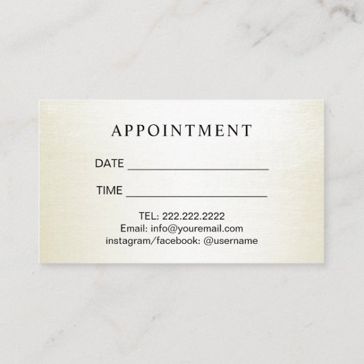 Skincareのサロンのスパのエステティシャンのアイボリーのアポイントメント 予約カード (裏面)