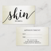 Skincareのサロンのスパのエステティシャンのアイボリーのアポイントメント 予約カード (正面/裏面)