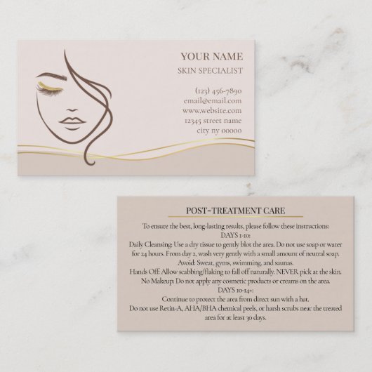 Skincare & Beauty After Care Card 予約カード (正面/裏面)