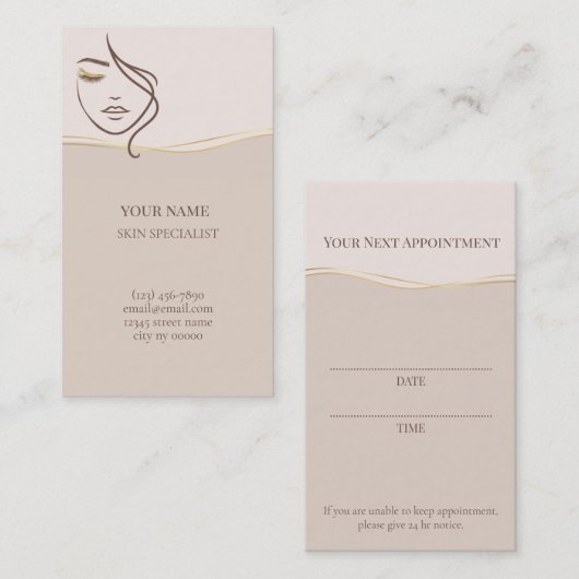 Skincare & Beauty Appointment Card 予約カード (正面/裏面)
