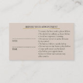 Skincare & Beauty Before care Appointment Card 予約カード (裏面)