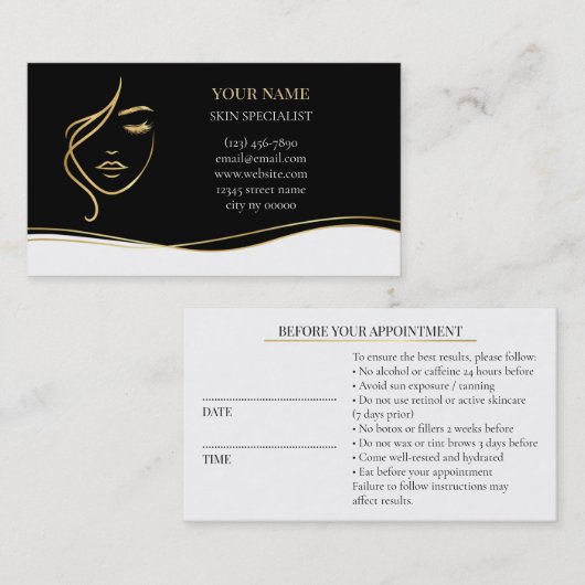 Skincare & Beauty Before care  Appointment Card 予約カード (正面/裏面)