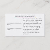 Skincare & Beauty Before care  Appointment Card 予約カード (裏面)