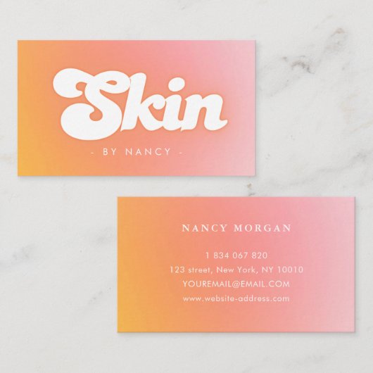 Skincare Groovy Retro Peach  名刺 (正面/裏面)