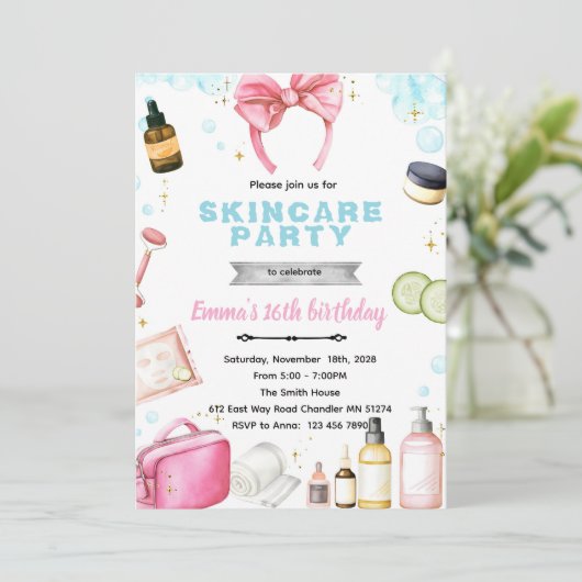 Skincare spa theme invitation 招待状 (スタンド正面)