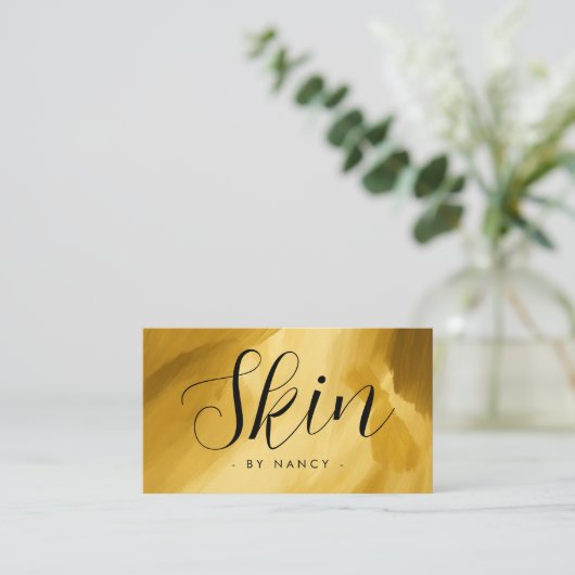 Skincare Typography Gold Brush Stroke  名刺 (スタンド正面)
