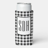 Skinny Monogram Initials, Buffalo Check Pattern, スリム缶クーラー (Seltzer正面)