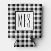 Skinny Monogram Initials, Buffalo Check Pattern 缶クーラー (正面)