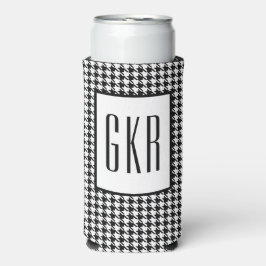 Skinny Monogram Initials, Houndstooth Pattern, スリム缶クーラー