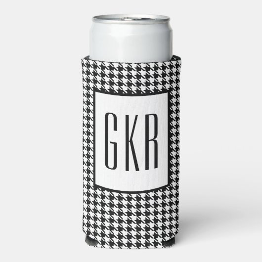 Skinny Monogram Initials, Houndstooth Pattern, スリム缶クーラー (Seltzer正面)