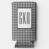 Skinny Monogram Initials, Houndstooth Pattern, スリム缶クーラー (正面)