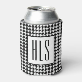 Skinny Monogram Initials, Houndstooth Pattern 12oz 缶クーラー