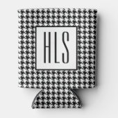 Skinny Monogram Initials, Houndstooth Pattern 12oz 缶クーラー (正面)