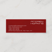 Skinny Plain DJ赤スタイリッシュ背景モダン スキニー名刺 (裏面)