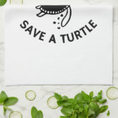 Skip A Straw Save A Turtle Copy Copy キッチンタオル (折り畳み)