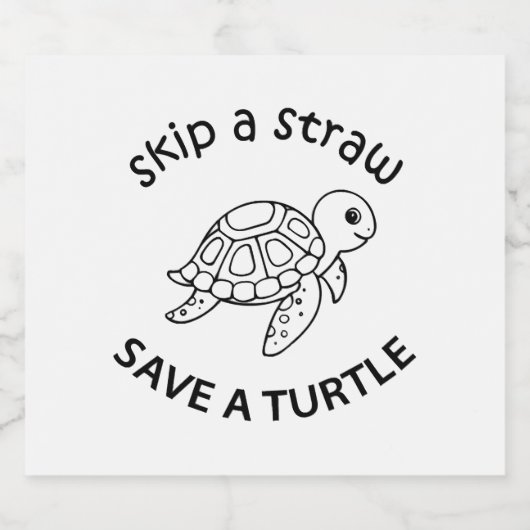 Skip A Straw Save A Turtle Copy Copy Copy スパークリングワインラベル (シングルラベル)