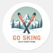 Skip Everything Go Skiing ラウンドシール (正面)
