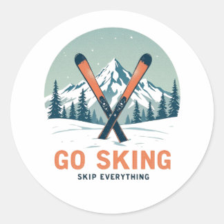 Skip Everything Go Skiing ラウンドシール