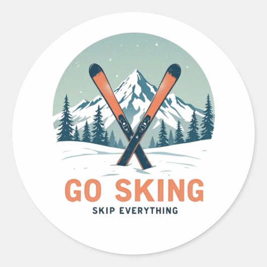 Skip Everything Go Skiing ラウンドシール (正面)
