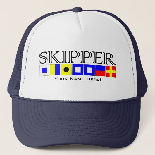 Skipperのタイトル航海のに名前のフラグ キャップ (正面)
