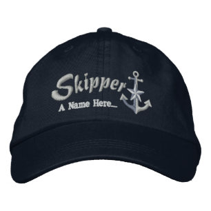Skipper Customizable with Your Text Starいかり 刺繍入りキャップ