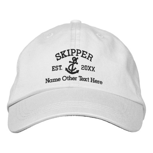 Skipper With Anchor Personalized 刺繍入りキャップ (正面)