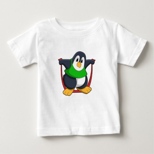 Skipping rope.PNGとフィットネス時のペンギン ベビーTシャツ (正面)